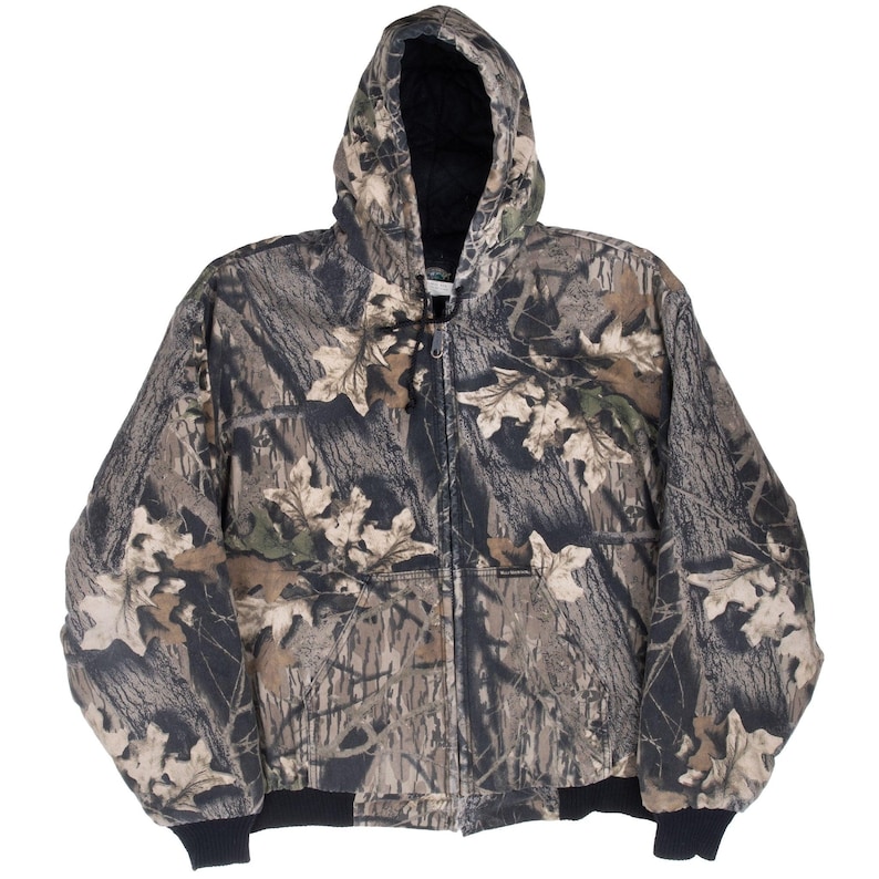 Chaqueta deportiva vintage de camuflaje de hojas y musgo, estilo años 90, talla XL, fabricada en EE. UU. imagen 2