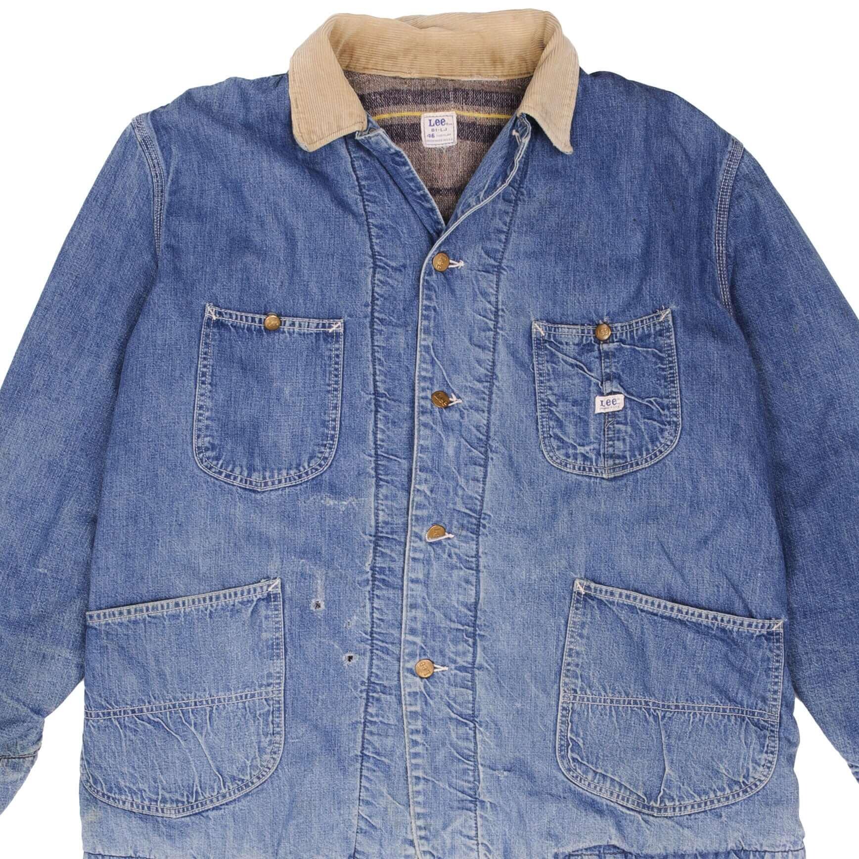 Vintage Lee Chore Lined Denim Jacket 81 Lj Corduroy Collar 1960s