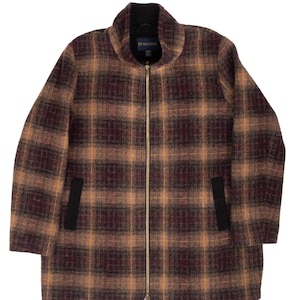 Cappotto/giacca vintage Pendleton in lana a quadri marroni, anni 2000, taglia XL immagine 1