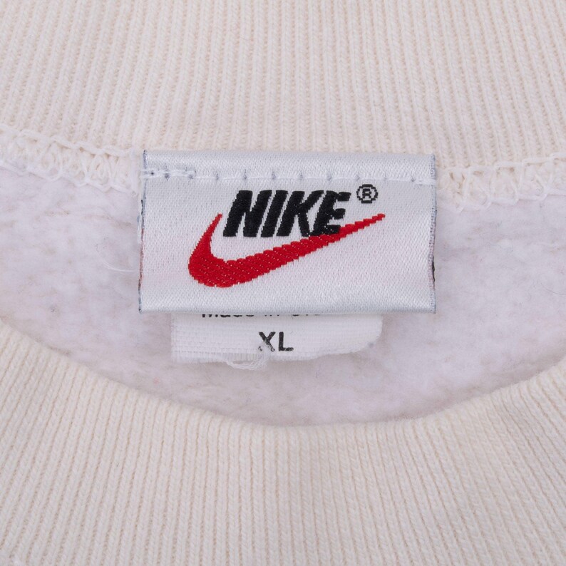 Vintage nike air big center swoosh cream sweatshirt 1990s xl made in usa image 4