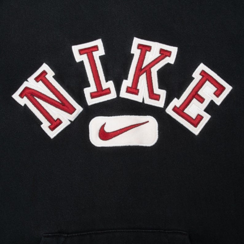 Vintage nike spellout swoosh black hoodie sweatshirt 2000s size medium image 5