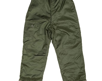 Pantalones de vuelo impermeables para frío extremo del ejército estadounidense vintage de 1979, talla mediana, nuevos.