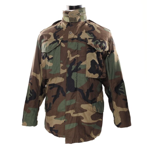 Vintage us army m65 woodland camo field jacket 19… - image 2