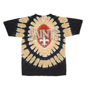 Maglietta vintage tie-dye blu liquido dei New Orleans Saints della NFL, anni '90, taglia L immagine 3