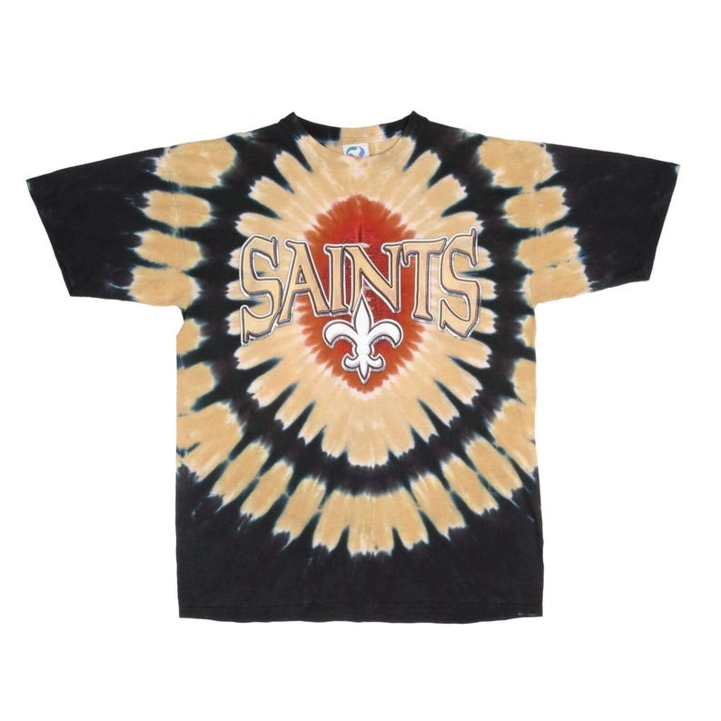 Maglietta vintage tie-dye blu liquido dei New Orleans Saints della NFL, anni '90, taglia L immagine 3