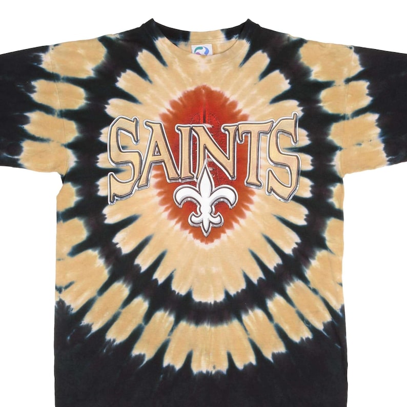 Maglietta vintage tie-dye blu liquido dei New Orleans Saints della NFL, anni '90, taglia L immagine 1