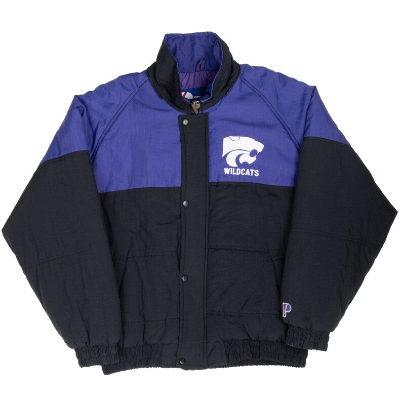 Vintage ncaa kansas city wildcats heavy windbreaker jacket 1990s large image 2