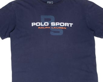Vintage Polo Sport by Ralph Lauren T-shirt Size L Blue Big Logo