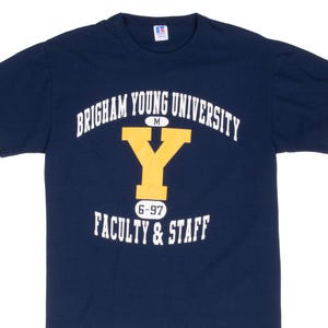 Vintage ncaa byu cougars faculteitspersoneel jaren 80 russell T-shirt medium made usa