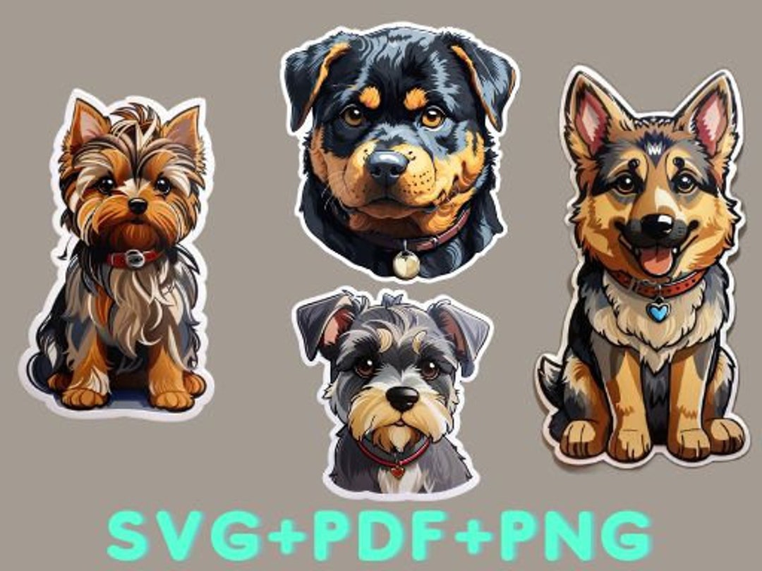 Cute Dogs, Print and Cut Digital Svg,png,pdf,jpg Sticker Sheets, 4