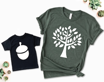 Acorn Tree T-shirts for Dad and Kids and Baby Gift set - Father's Day gift, Matching Dad and Baby Shirts, Fathers Day Shirt, Fathers Day Tee