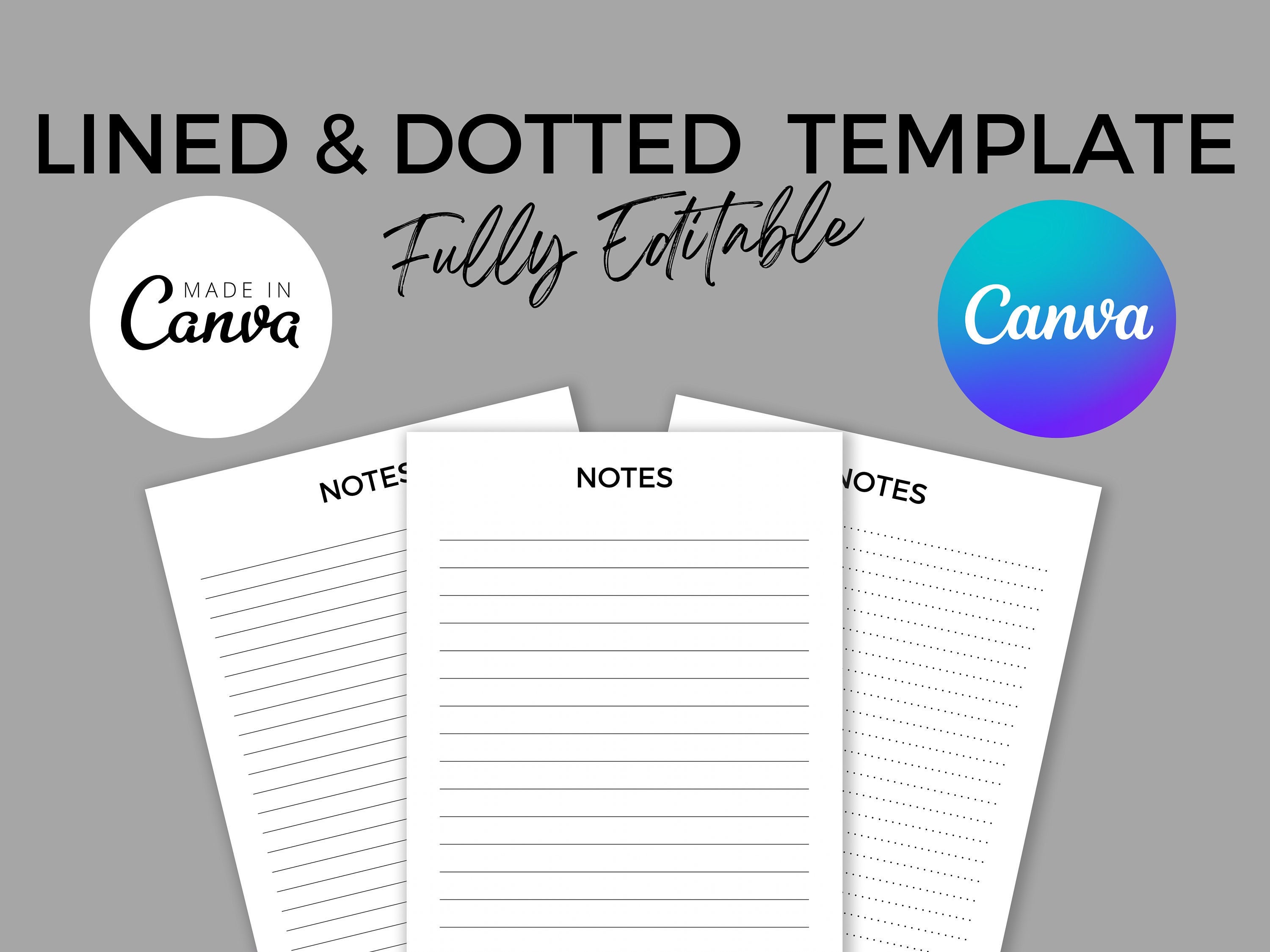 Lined & Dotted Page Template, Canva Printable Stationery Template