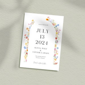 Whimsical Wildflower Wreath Save the Date Template, Save the Date Canva Digital Invite, Rustic Download, Editable Colorful Garden Floral