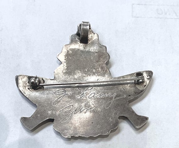 Old Pawn Zuni Knifewing Inlay Brooch Signed Lamy View 4