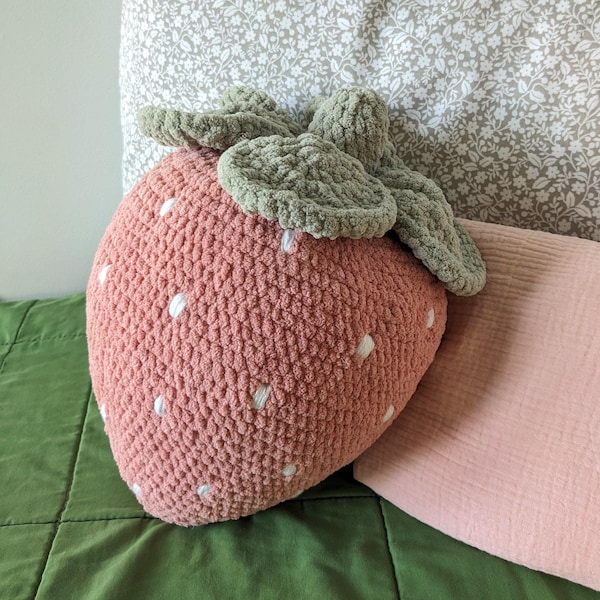 Häkelanleitung | Kissen Erdbeere | rosa Dekokissen | LOWSEW Schnittmuster | PDF Sofortdownload