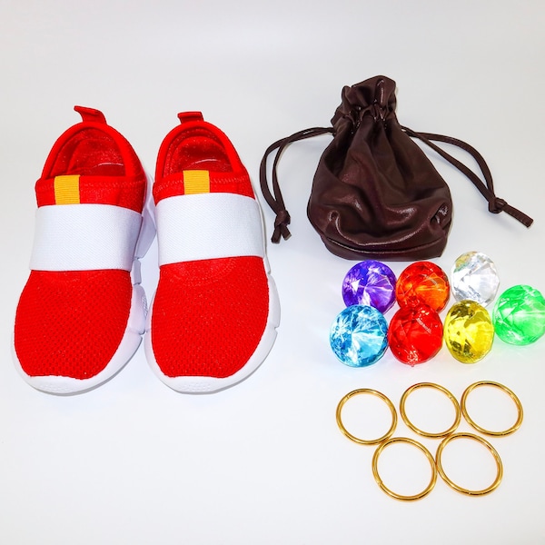 Toddler Youth Sonic Shoes with Movie inspired bag - Gems and Gold Rings - Cosplay Halloween Unisex shoes Fast kids shoes