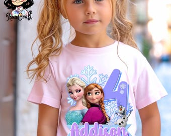 Personalized Elsa Birthday T-Shirt: Elsa and Anna Theme Party, Gift for Girls