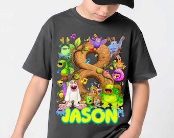 Personalized Singing Monsters Birthday T-Shirt: Kids Party Theme Tee