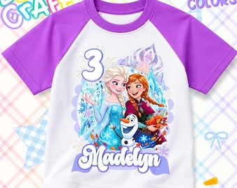 Personalized Elsa Birthday T-Shirt: Elsa and Anna Theme Party, Gift for Girls
