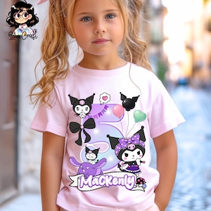 Personalized Kawaii Birthday T-Shirt: Kuro Theme Party, Gift for Girls