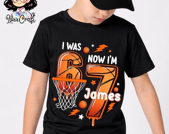 Basketball Birthday Boy T-Shirt: I Was 6 Now I'm 7 Tee