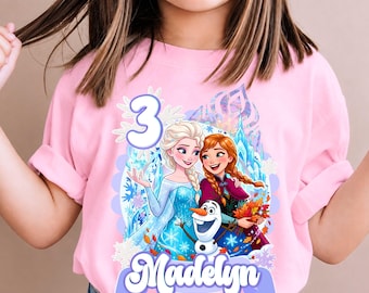 Personalized Elsa Birthday T-Shirt: Elsa and Anna Theme Party, Gift for Girls