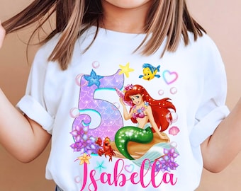 Personalized Princess Birthday T-Shirt: Mermaid Princess Theme Party, Gift for Girls