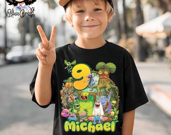 Personalized Singing Monsters Birthday T-Shirt: Kids Party Theme Tee