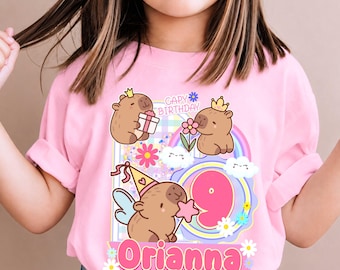 Personalized Capybara Birthday T-Shirt: Cappy Lover Theme Party, Gift for Girls