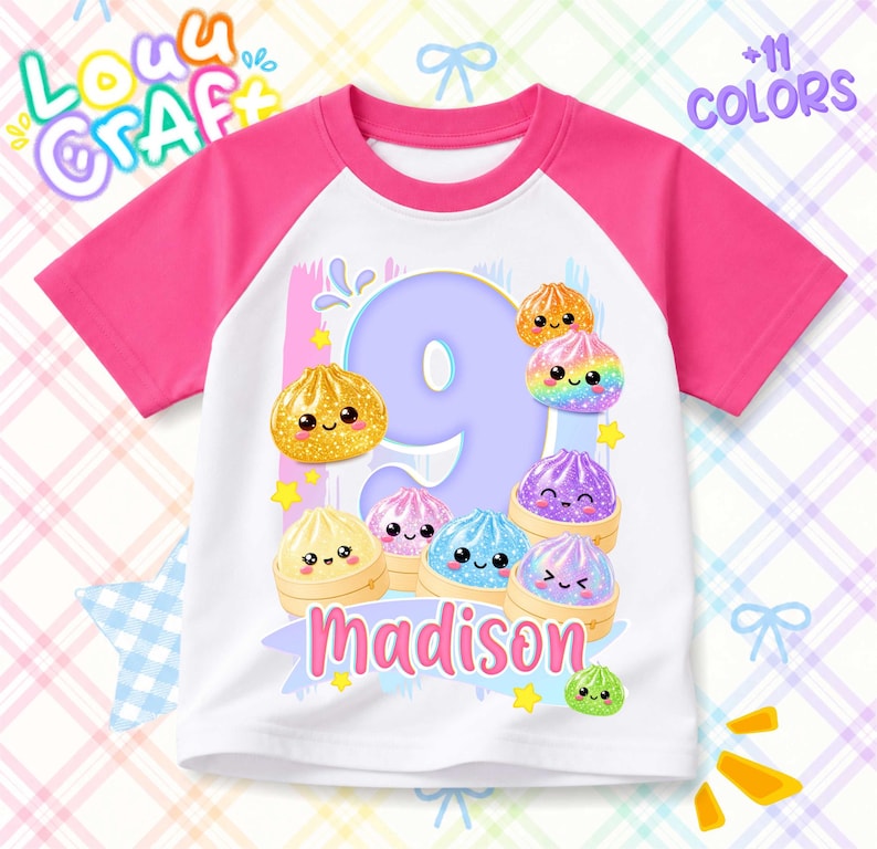 Personalized Dumpling Birthday T-Shirt: Squish Party Theme, All Sizes image 2