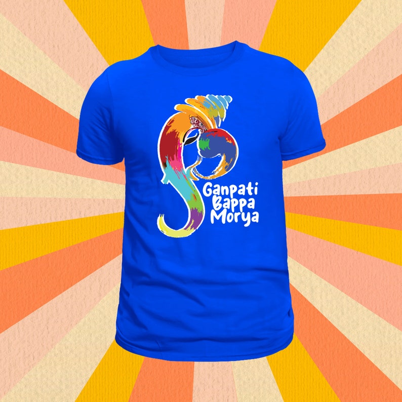 Kids’ Ganpati Bappa Morya T-Shirt – Artistic Lord Ganesha Round Neck Tee