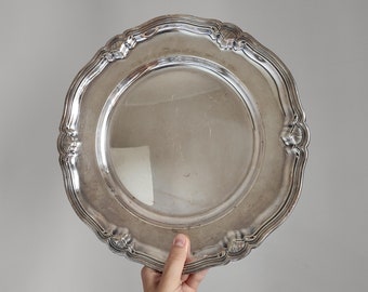 Vintage engraved silver plated tray platter