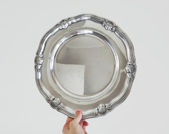 Vintage engraved silver plated tray platter