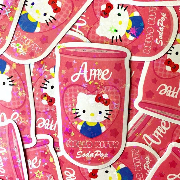 Hello Kitty soda pop sticker vinyl holographic stickers vinyl+holo(stars)