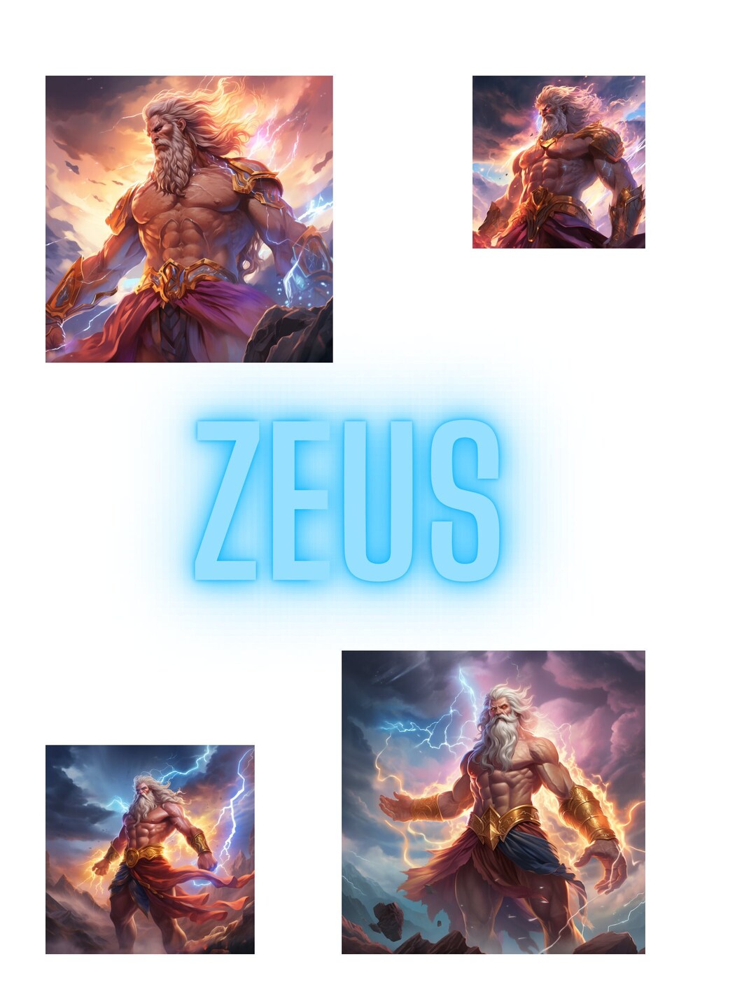 Zeus Sons of Cronus Greek Mythology Digital Art Print High Etsy