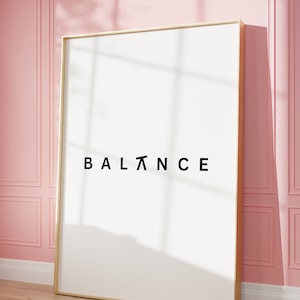 Stampa con citazione sull&#39;equilibrio: arte murale moderna e minimalista (download digitale)