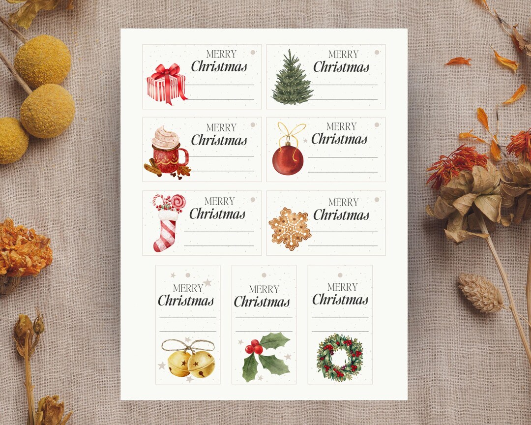Christmas Gift Tags, Printable Christmas Favor Tags, Holiday Tags ...