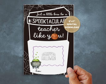 Halloween Teacher Gift Card Holder, Printable Spooktacular Teacher Halloween Gift Card Holder, Happy Halloween Teacher Thank You,