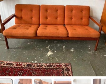 1960's Vintage Danish Kai Kristiansen Sofa - Orange - NYC PICKUP ONLY - Message before buying