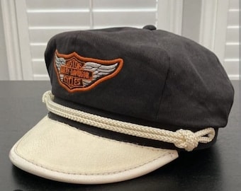 VTG 1950&#39;S Harley Davidson Motorcyle Biker Captain Hat All Size Available