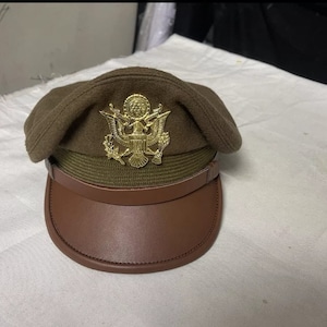 WW2 USA Army Officer Repo Peak Cap Crusher Visor Caps