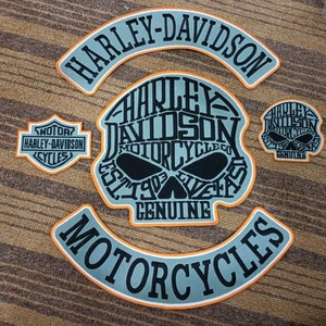 Patches, Harley Davidson skull,embroidered patch Iron On Large size