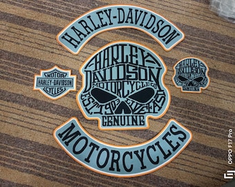 Parches, calavera de Harley Davidson, parche bordado para planchar, tamaño grande