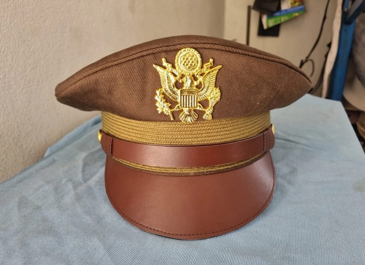 WW2 USAAF USA Army Officers Uniform Visor Hat Crusher Style