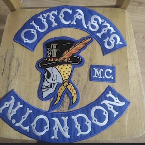 Outcasts N.London and Australia MC Embroidered iron on patch set of 4 Pcs