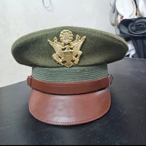 WW2 US Army Officer Visor Hat Cap Crusher Style all sizes available