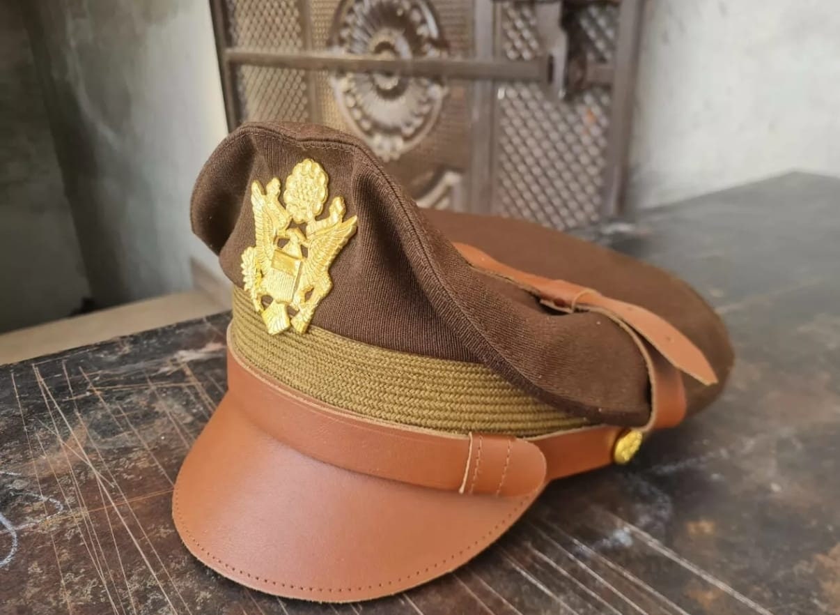 WW2 将校用クラッシャーバイザーキャップ US ARMY/米軍 WWII 将校 WW2 アメリカ空軍将校クラッシャーバイザーキャップカーキ
