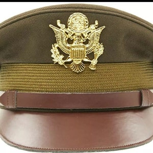 U.S. WWII Officer Visor Crusher Cap: Winter (Od Green)- All Size