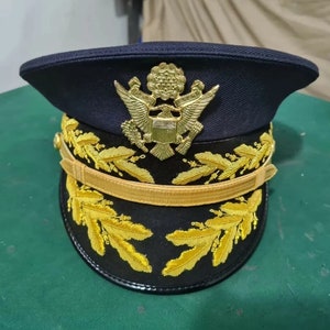 WW2 USA army General visor cap Handmade Embroidery Vintage All sizes available