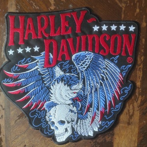 Harley Davidson Eagle Skull Large Patch Harley 12" Motorcycle Jacket Back Patch iron on